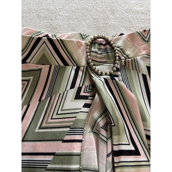 Rampage Beige/Pink/Green Argyle asymmetrical midi skirt Y2K Retro Hippy SzM - Picture 3 of 6
